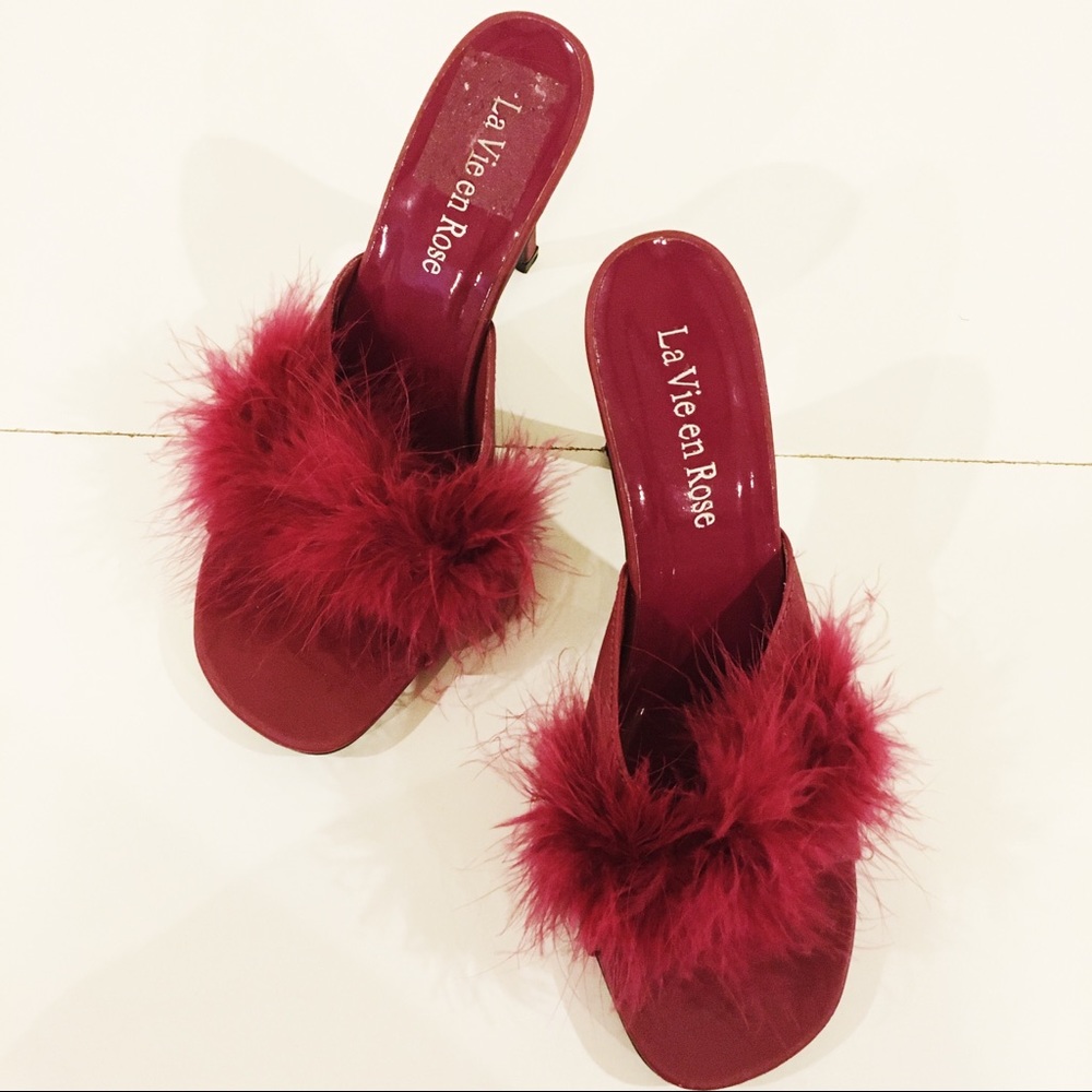 💜 LA VIE EN ROSE FLUFFY MULES 💜